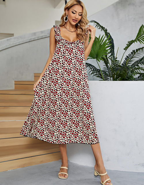 Load image into Gallery viewer, Printed Ruffled Sleeveless Midi Dress
