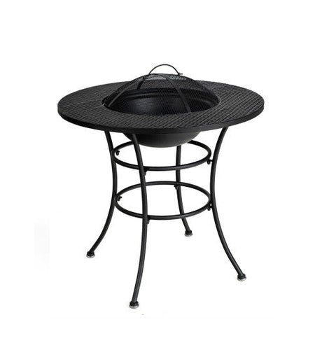 31.5 Inch Patio Fire Pit Dining Table With Cooking BBQ Grate