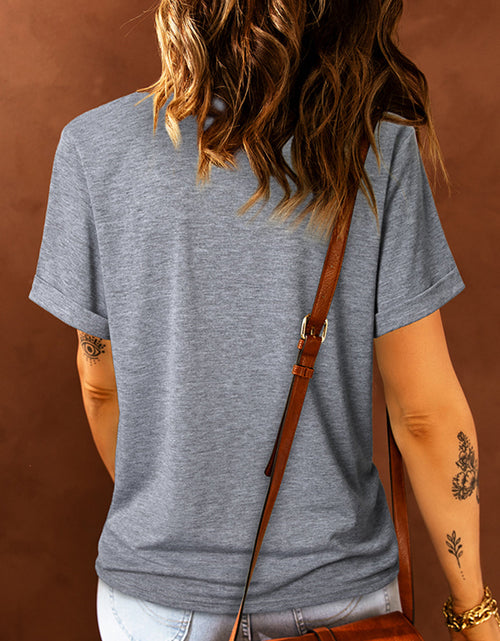 Load image into Gallery viewer, Bow Graphic Round Neck Short Sleeve T-Shirt
