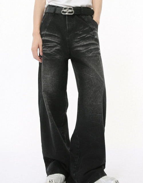 Load image into Gallery viewer, Washed Cat Whiskered Wide Leg Jeans
