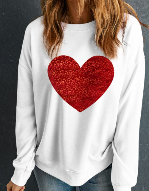 Load image into Gallery viewer, Valentine’s Day Heart Round Neck Long Sleeve Sweatshirt
