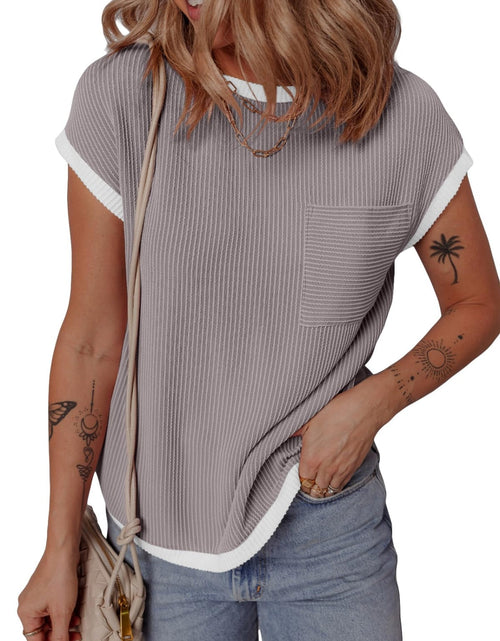 Load image into Gallery viewer, Contrast Trim Round Neck Short Sleeve T-Shirt
