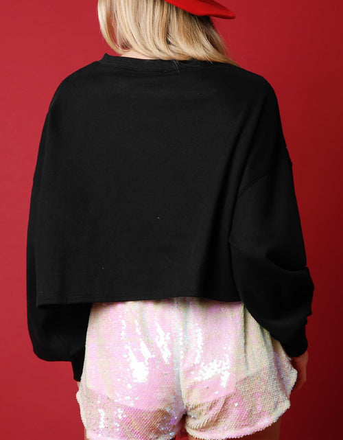 Load image into Gallery viewer, Sequin Round Neck Dropped Shoulder Sweatshirt
