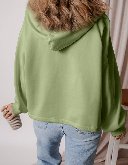 Load image into Gallery viewer, Pocketed Half Zip Dropped Shoulder Hoodie
