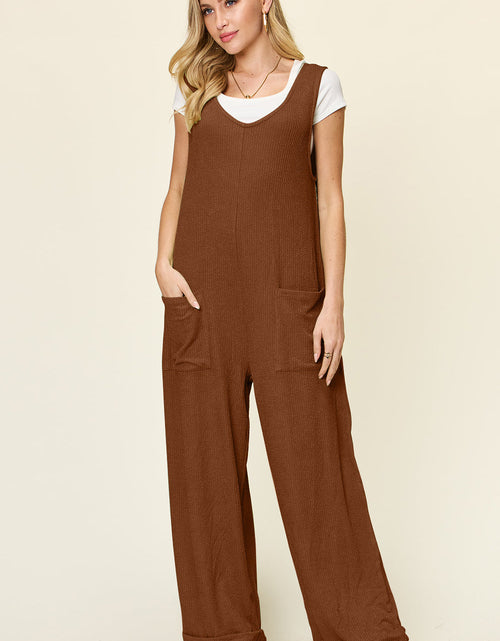 Load image into Gallery viewer, Double Take Full Size Texture Sleeveless Wide Leg Jumpsuit
