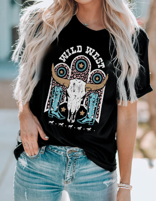 Load image into Gallery viewer, WILD WEST Graphic Short Sleeve Tee Shirt
