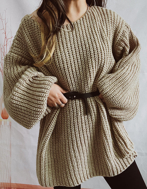 Load image into Gallery viewer, Boat Neck Dropped Shoulder Mini Sweater Dress
