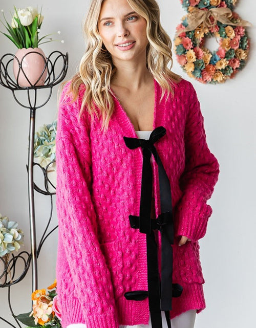 Load image into Gallery viewer, First Love Tie Closure Open Knit Cardigan
