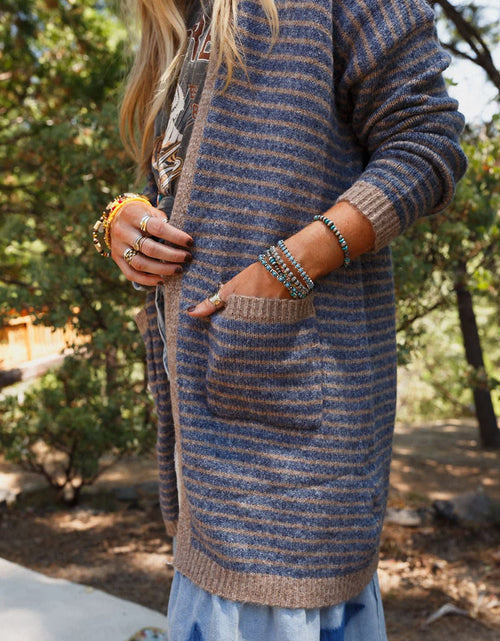 Load image into Gallery viewer, Open Front Long Sleeve Striped Cardigan
