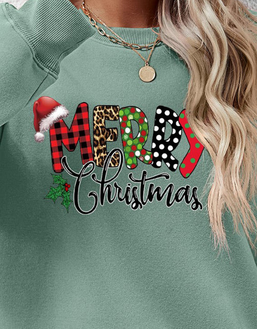 Load image into Gallery viewer, MERRY CHRISTMAS Round Neck Dropped Shoulder Sweatshirt
