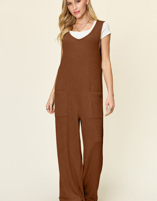 Load image into Gallery viewer, Double Take Full Size Texture Sleeveless Wide Leg Jumpsuit
