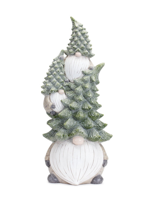 Load image into Gallery viewer, Stone Holiday Gnome Stack with Pine Tree Hat 23.25"H
