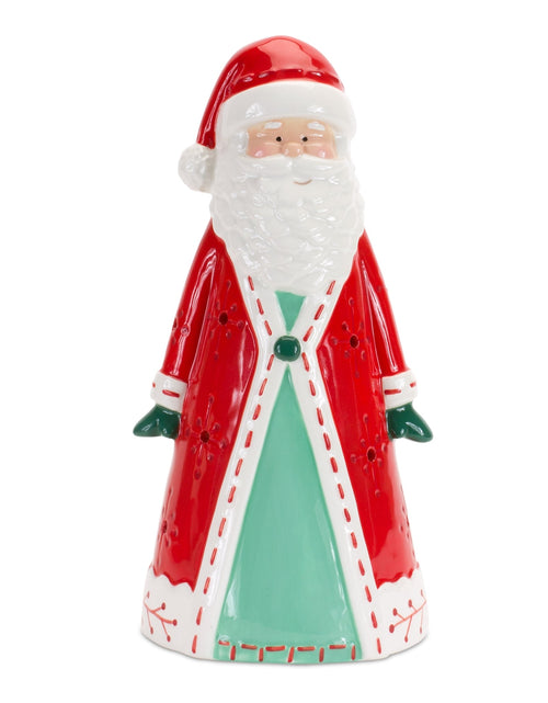 Load image into Gallery viewer, Ceramic Santa Tea Light Holder 10.25"H
