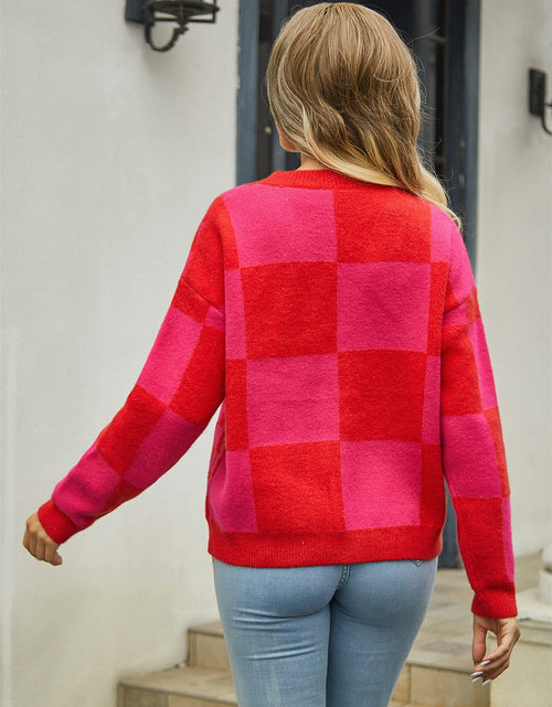 Load image into Gallery viewer, Angel Wings Plaid V-Neck Dropped Shoulder Cardigan
