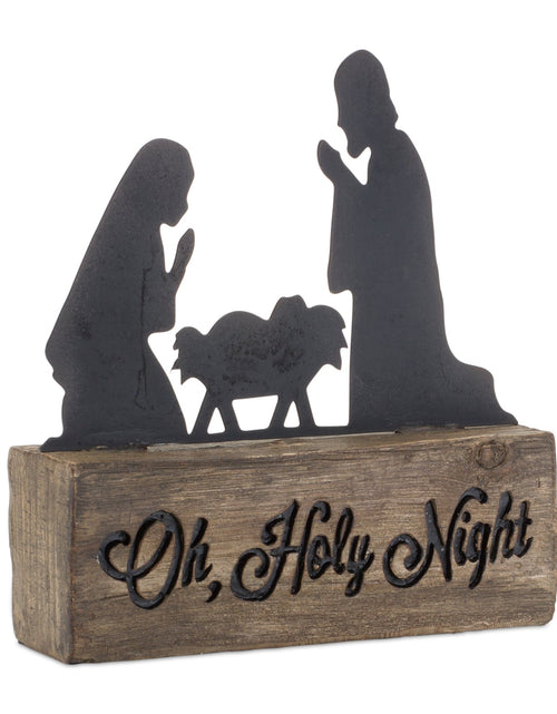 Load image into Gallery viewer, Holy Night Nativity Block with Metal Cut Out Scene 6"H
