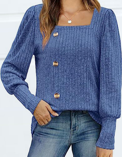 Load image into Gallery viewer, Decorative Button Square Neck Top
