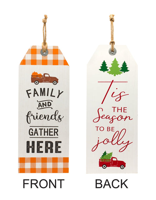 Load image into Gallery viewer, Reversible Fall Friends and Jolly Holiday Tag 23.5"H
