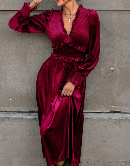 Load image into Gallery viewer, Perfee Smocked Lantern Sleeve Midi Dress
