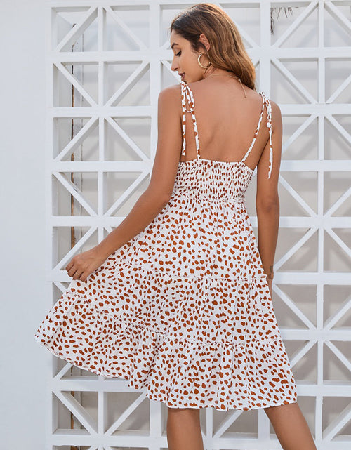 Load image into Gallery viewer, Printed Square Neck Tie Shoulder Dress

