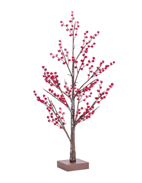 Load image into Gallery viewer, LED Lighted Frosted Berry Twig Tree with Base 38"H
