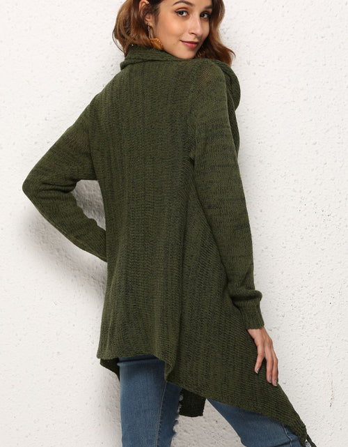 Load image into Gallery viewer, Angel Wings One-Button Tassel Tie Asymmetrical Hem Cardigan
