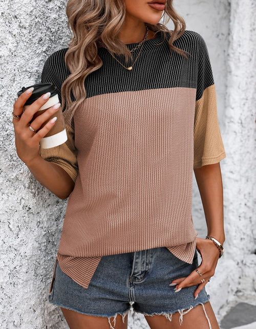 Load image into Gallery viewer, Mandy Color Block Round Neck Half Sleeve T-Shirt

