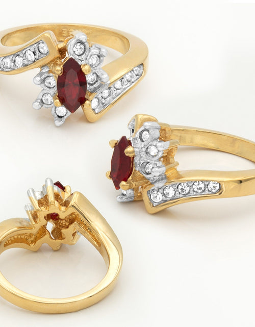 Load image into Gallery viewer, Vintage 1980s Ring Zirconia with Clear Austrian Crystals 18k Yellow Gold Electroplated by PVD Vintage Jewelry
