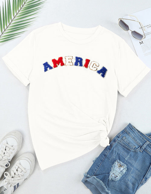 Load image into Gallery viewer, AMERICA Round Neck Short Sleeve T-Shirt
