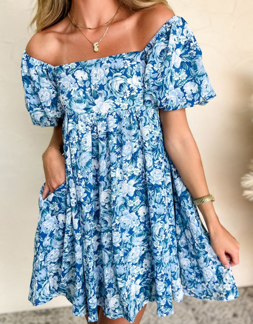 Load image into Gallery viewer, Floral Puff Sleeve Babydoll Mini Dress
