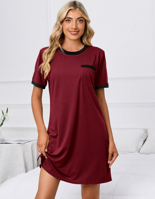 Load image into Gallery viewer, Contrast Trim Round Neck Mini Dress

