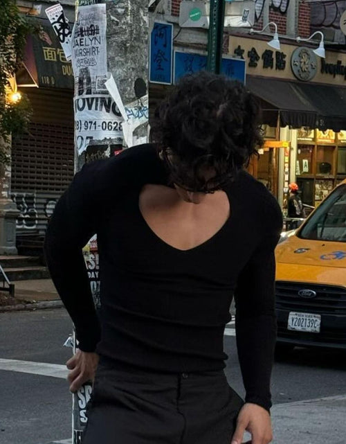Load image into Gallery viewer, Men's Cutout Front Long Sleeve T-Shirt
