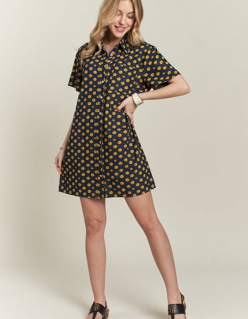Load image into Gallery viewer, ADORA Floral Button-Up Mini Denim Dress
