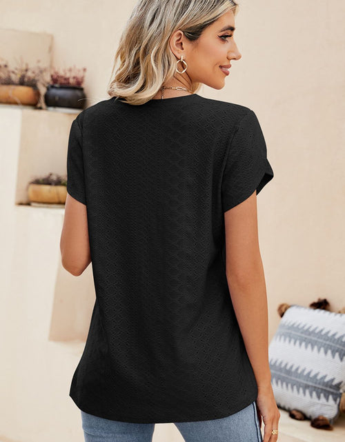 Load image into Gallery viewer, Eyelet Petal Sleeve V-Neck Knit Top
