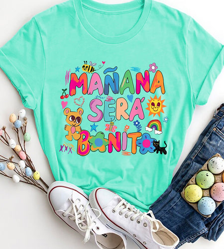 Letter Graphic Round Neck Short Sleeve T-Shirt