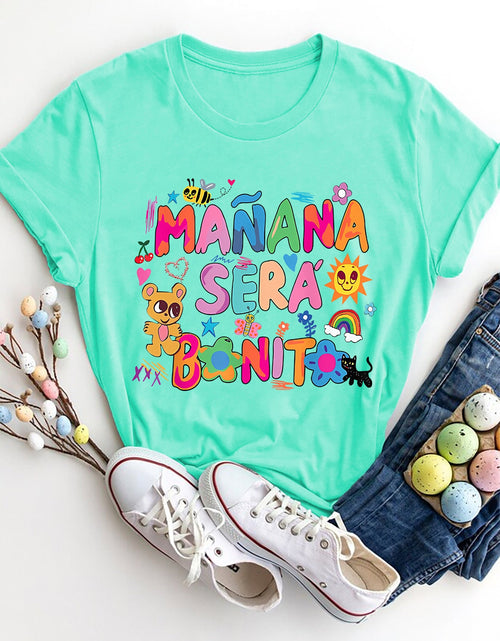 Load image into Gallery viewer, Letter Graphic Round Neck Short Sleeve T-Shirt
