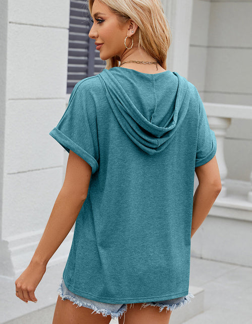 Load image into Gallery viewer, Florira Hooded Short Sleeve T-Shirt
