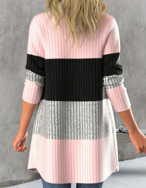 Load image into Gallery viewer, Color Block Open Front Long Sleeve Cardigan
