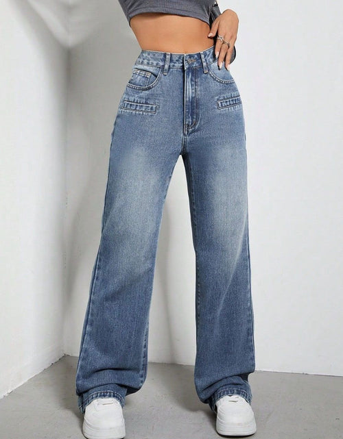 Load image into Gallery viewer, High Rise Wide Leg Jeans with Pockets
