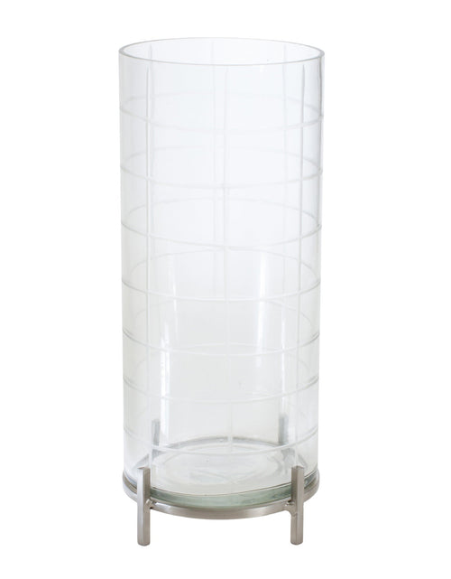 Load image into Gallery viewer, Patterned Glass Candle Holder with Metal Stand
