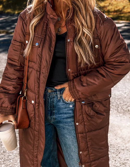 Load image into Gallery viewer, Pocketed Bubble Texture Long Sleeve Longline Winter Coat
