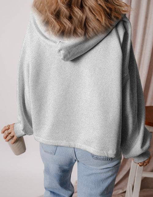 Load image into Gallery viewer, Pocketed Half Zip Dropped Shoulder Hoodie
