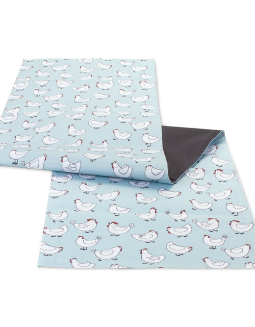 Load image into Gallery viewer, Blue and White Chicken Dining Table Runner 72"L
