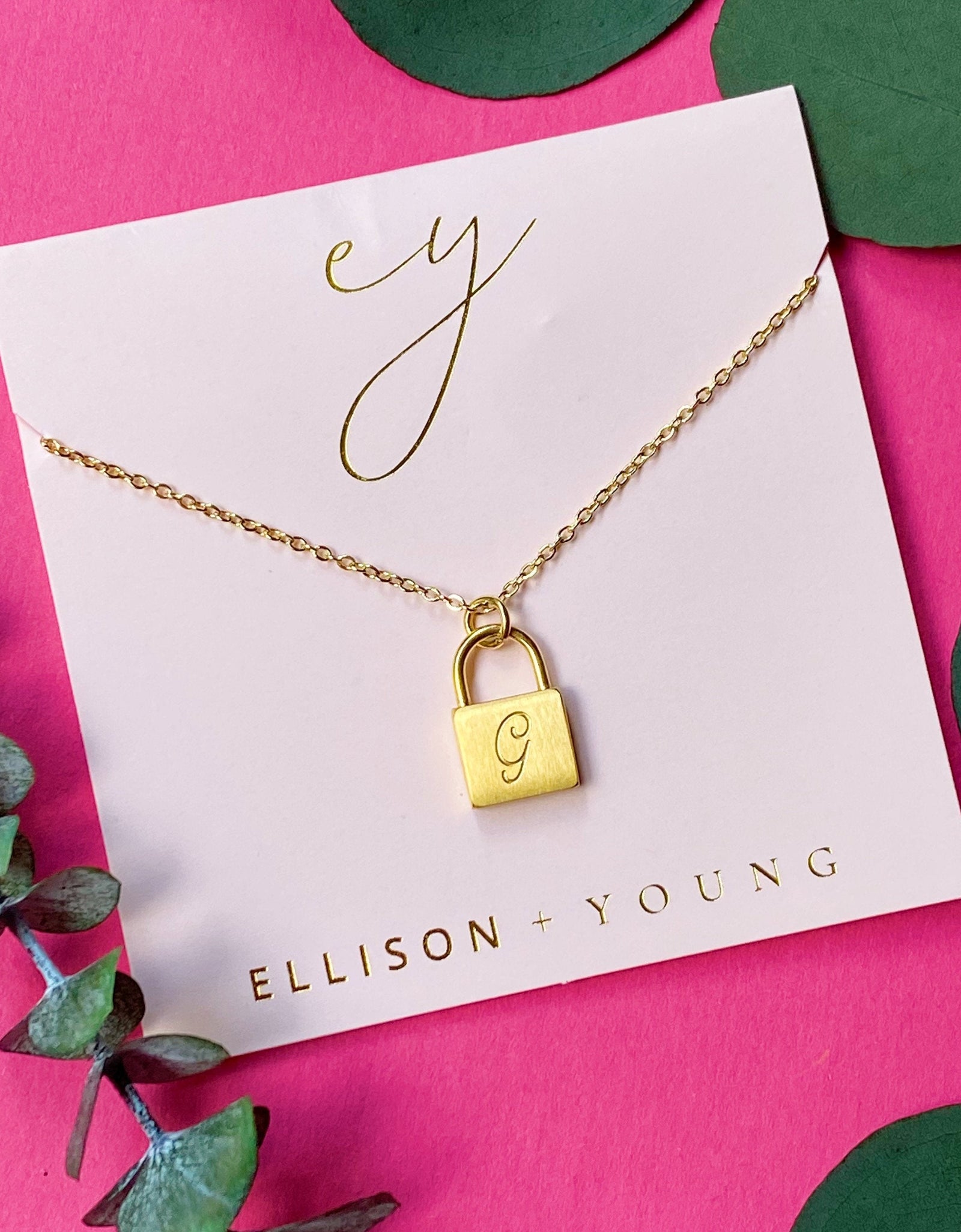 Scripted Notes Locket Initial Necklace by Ellisonyoung.com