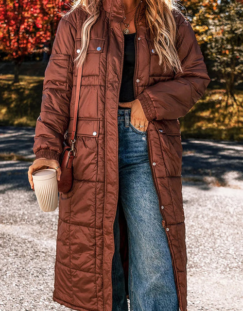 Load image into Gallery viewer, Pocketed Bubble Texture Long Sleeve Longline Winter Coat
