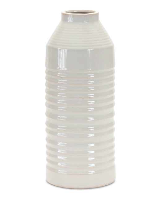 Load image into Gallery viewer, Modern Ribbed Terra Cotta Vase 14"H
