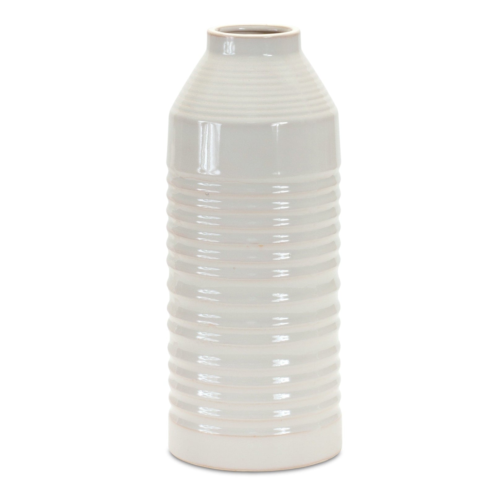 Modern Ribbed Terra Cotta Vase 14"H