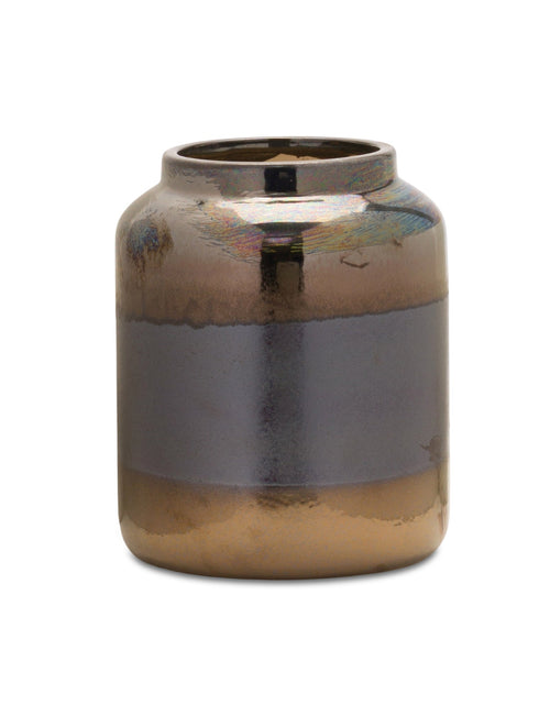 Load image into Gallery viewer, Modern Two Tone Vase with Irredescent Finish 7.5"H
