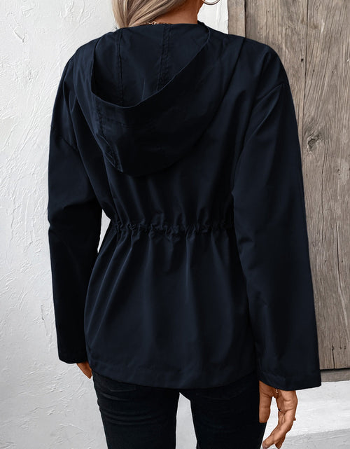 Load image into Gallery viewer, Ivy Lane Drawstring Zip Up Hooded Jacket
