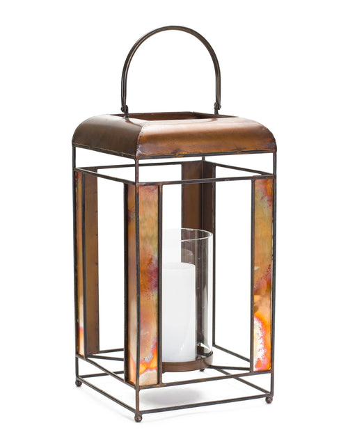 Load image into Gallery viewer, Bronze Metal Candle Holder with Glass Hurricane Stand
