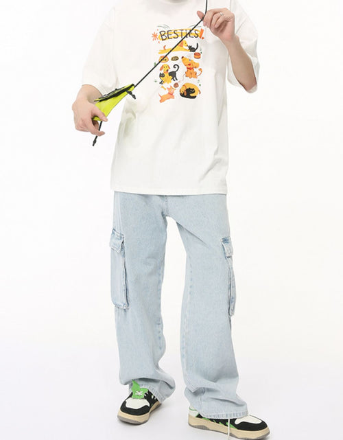 Load image into Gallery viewer, Men's Washed Straight Cargo Jeans
